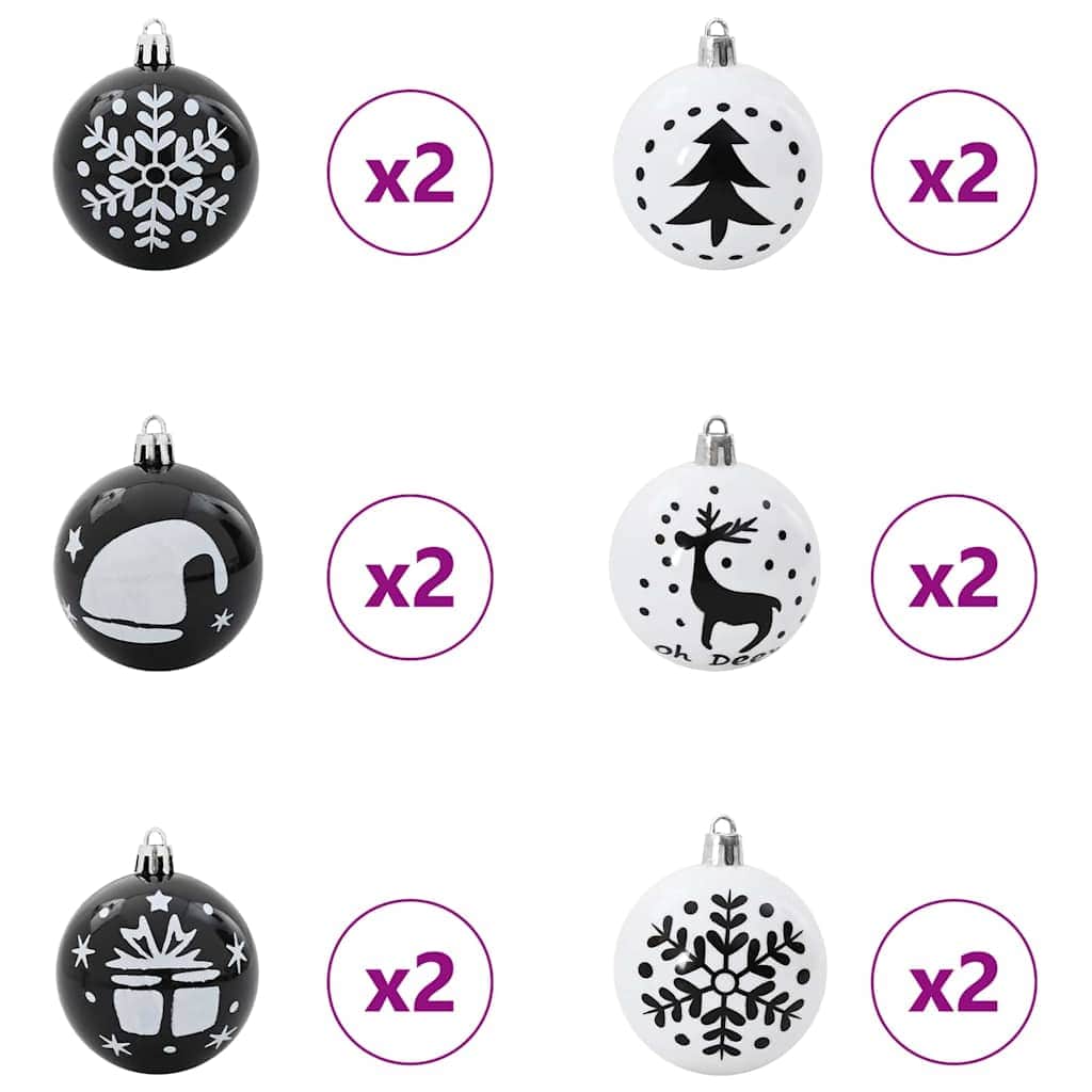 Premium Christmas Bauble Set 40 pcs Black and White - High Quality