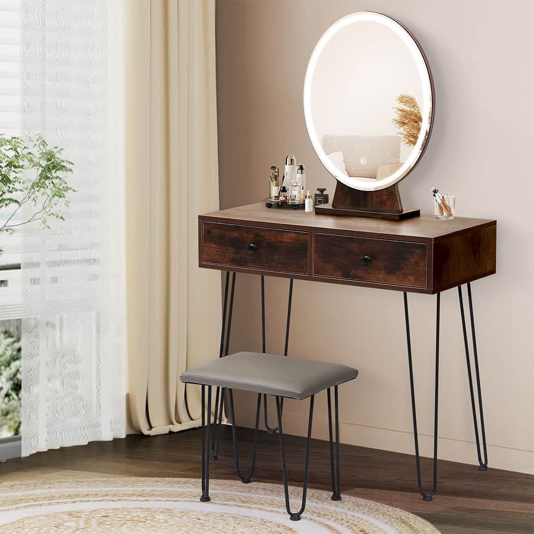 Premium Dressing Table LED Light Strip Brown  Durable Frame