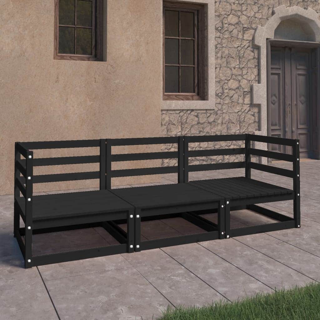 Premium Garden 3 Seater Sofa Black Relaxing Seating Garden Leisure
