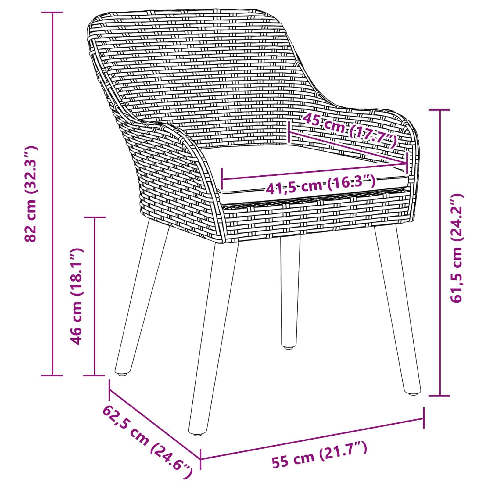 Premium Garden Chair 2 pcs Black Relaxing Seating Garden Leisure