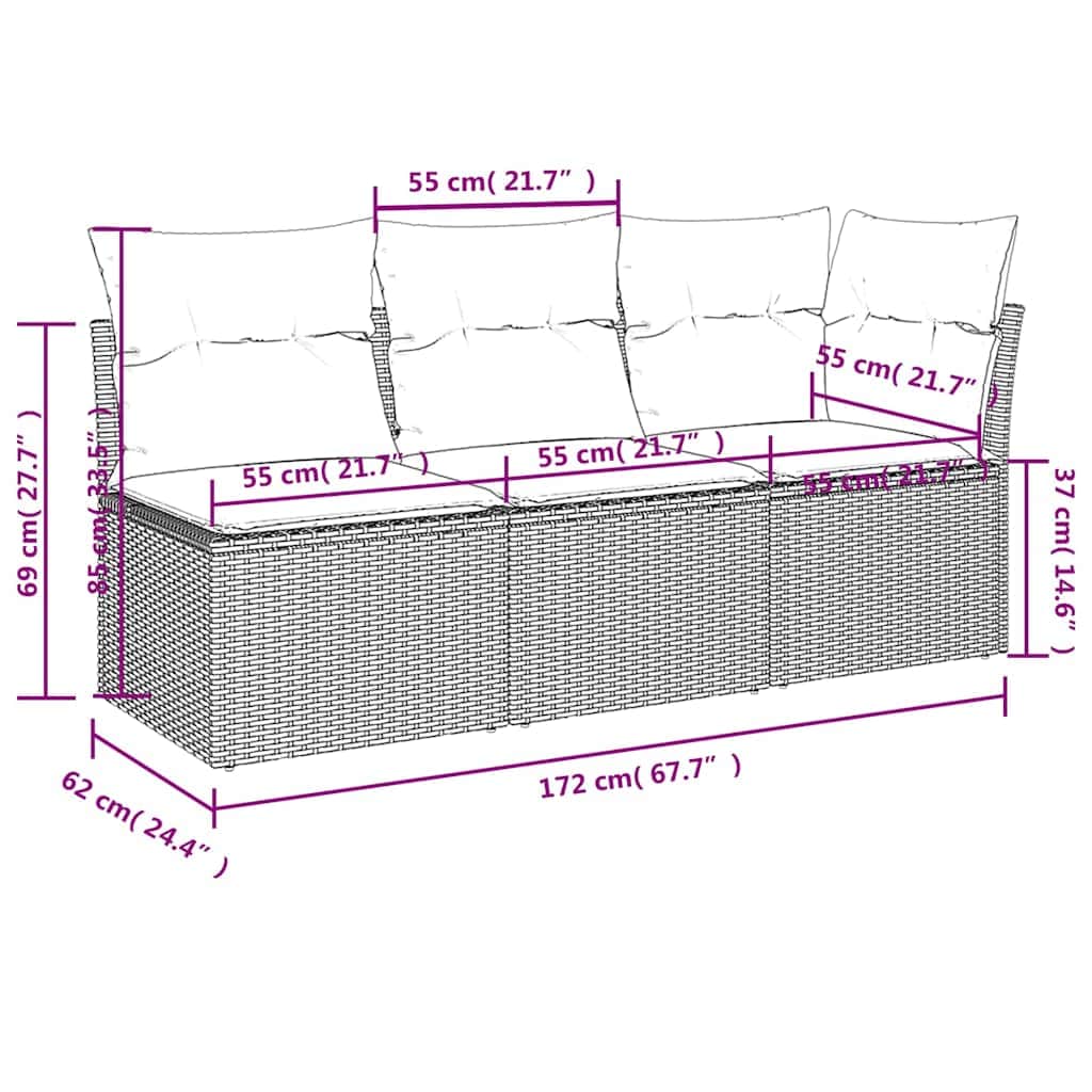 Premium Garden Sofa with Cushions 3 Indoor Outdoor Use Patio Relax