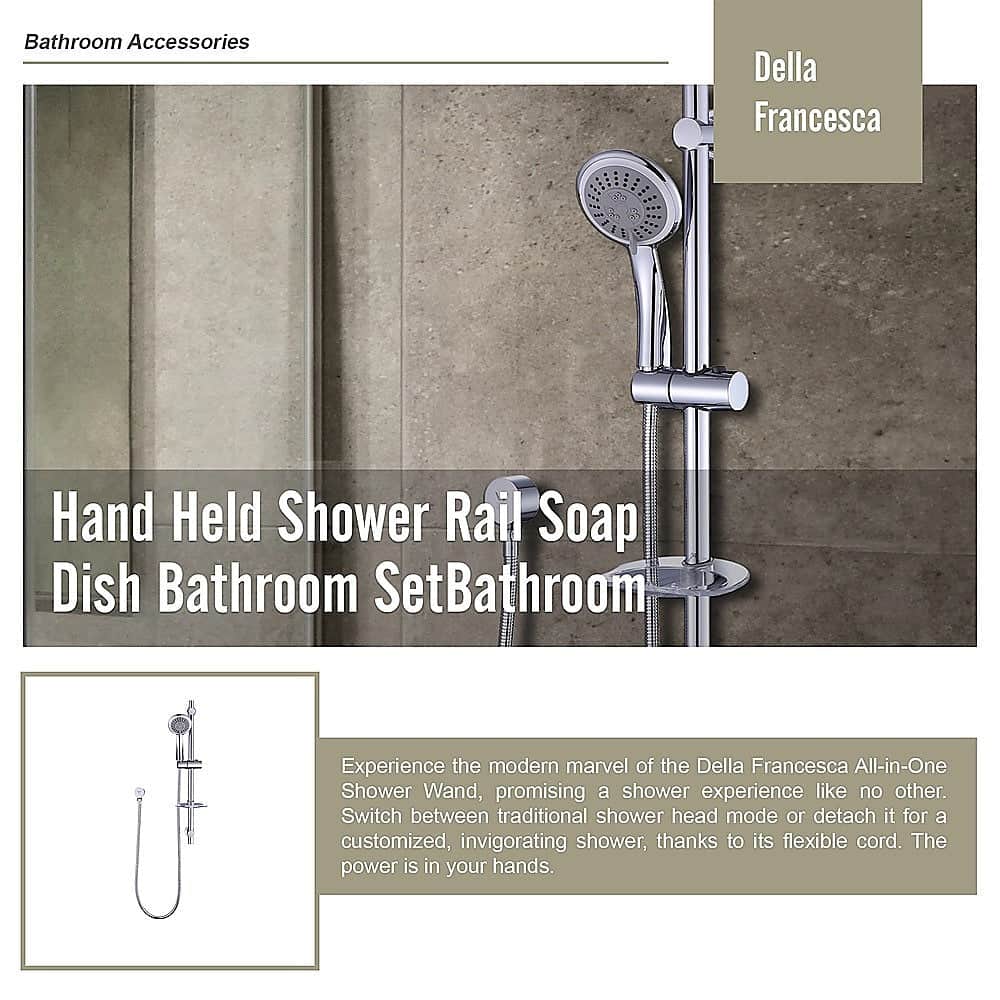 Premium Hand Held Shower Rail Soap Dish Bathroom Set