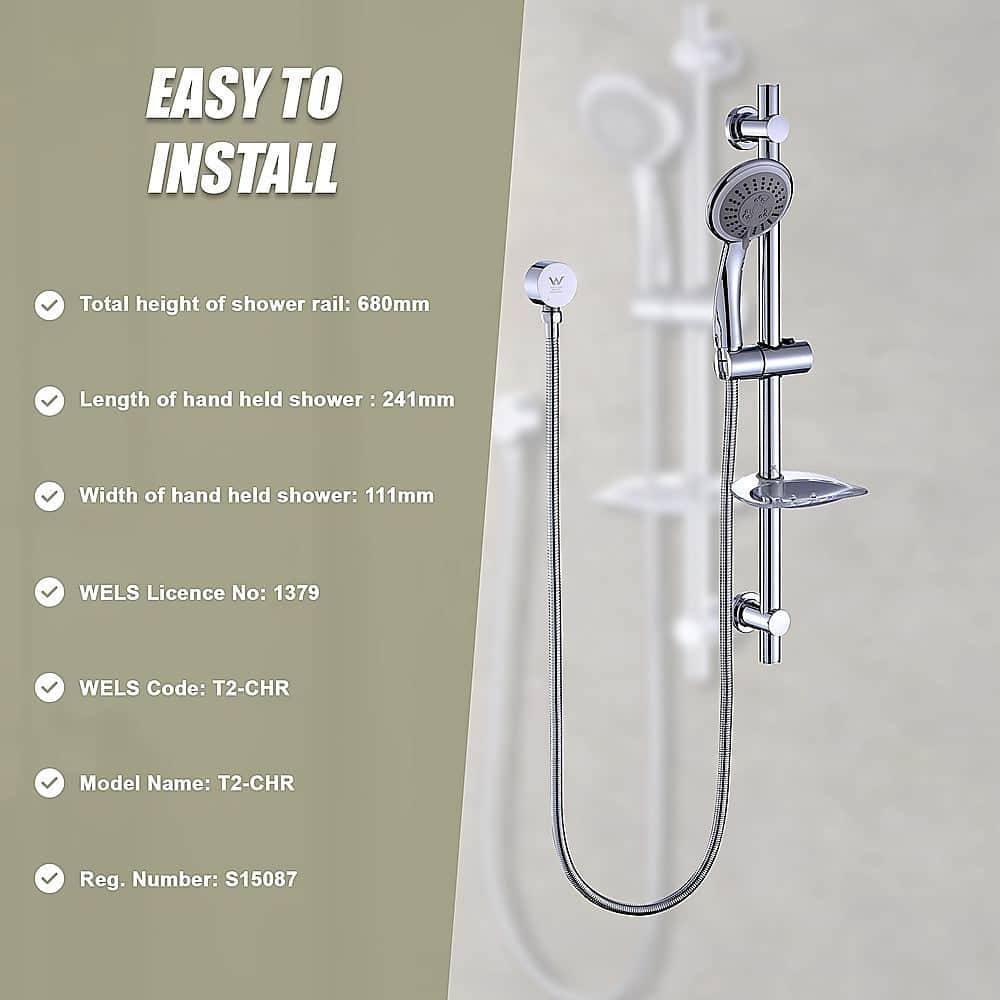 Premium Hand Held Shower Rail Soap Dish Bathroom Set