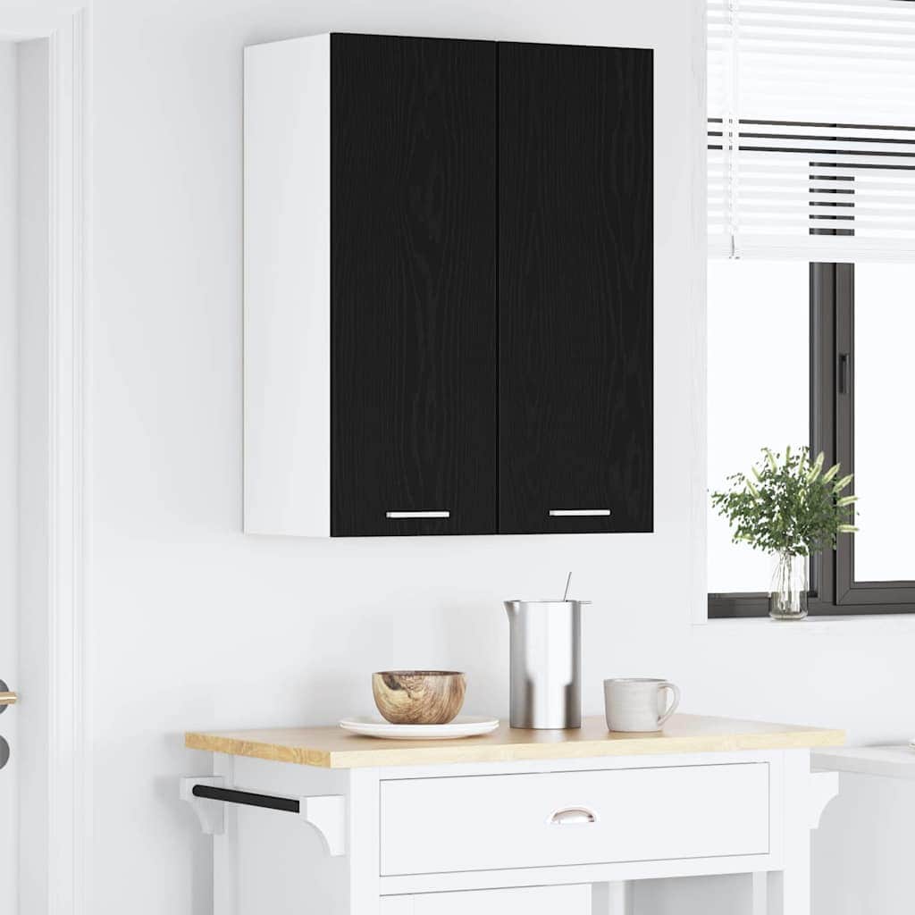 Premium Hanging Cabinet Riga 2 pcs Black Oak and White - Durable