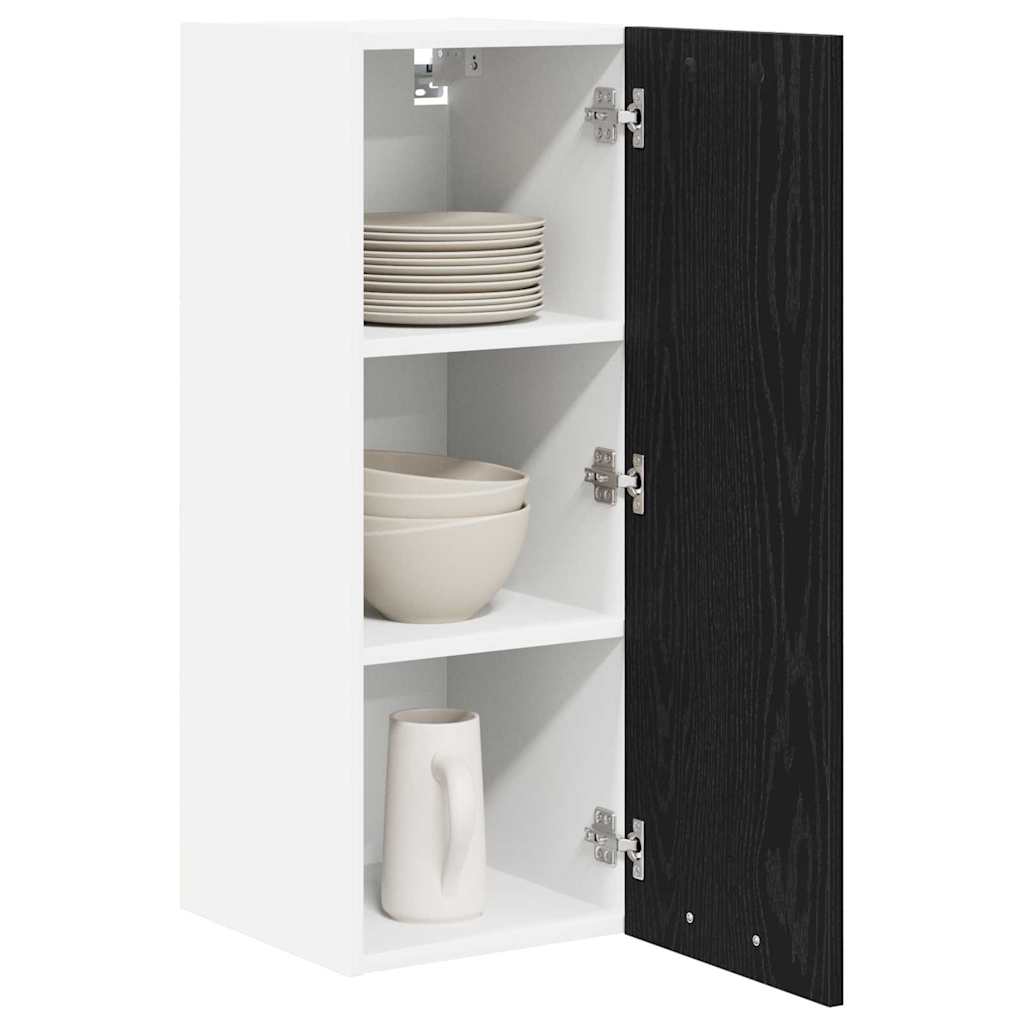 Premium Hanging Cabinet Riga 2 pcs Black Oak and White - Durable