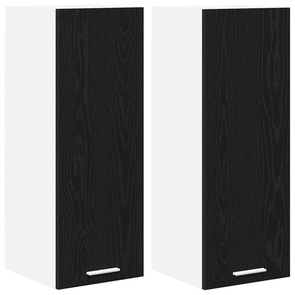 2 Pcs - Premium Hanging Cabinet Riga 2 pcs Black Oak and White - Durable