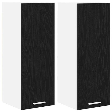Premium Hanging Cabinet Riga 2 pcs Black Oak and White - Durable