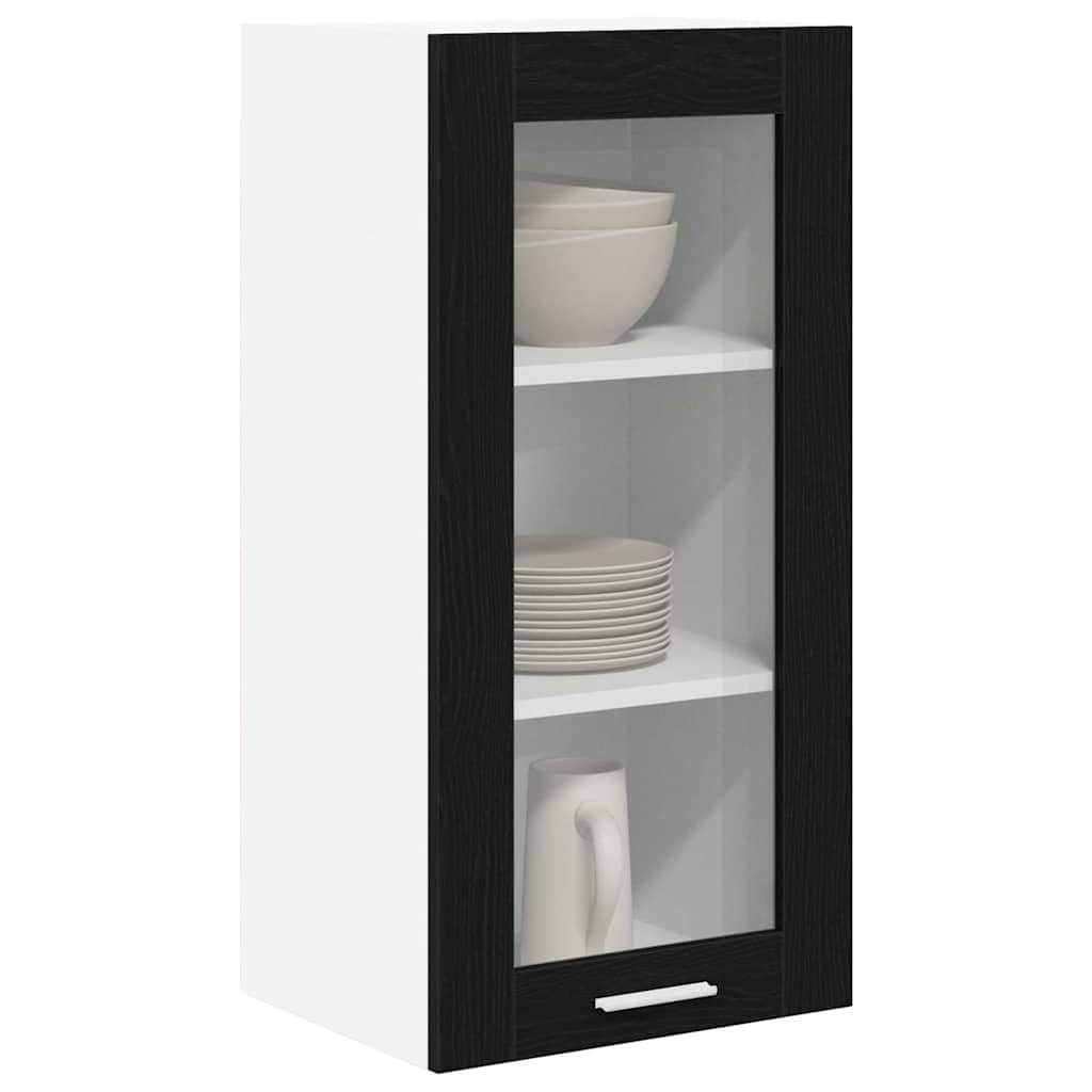 Premium Hanging Cabinet with Shelf Riga 2 pcs Black Oak - Designer | Black colour