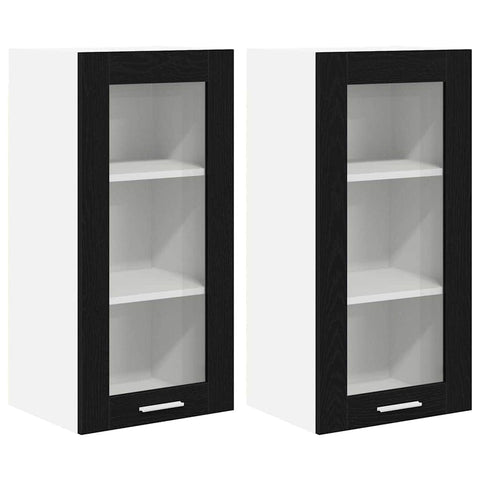 Premium Hanging Cabinet with Shelf Riga 2 pcs Black Oak - Designer