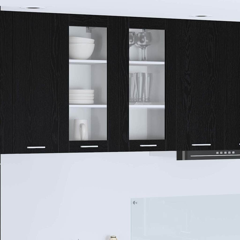 Premium Hanging Cabinet with Shelf Riga 2 pcs Black Oak - Designer