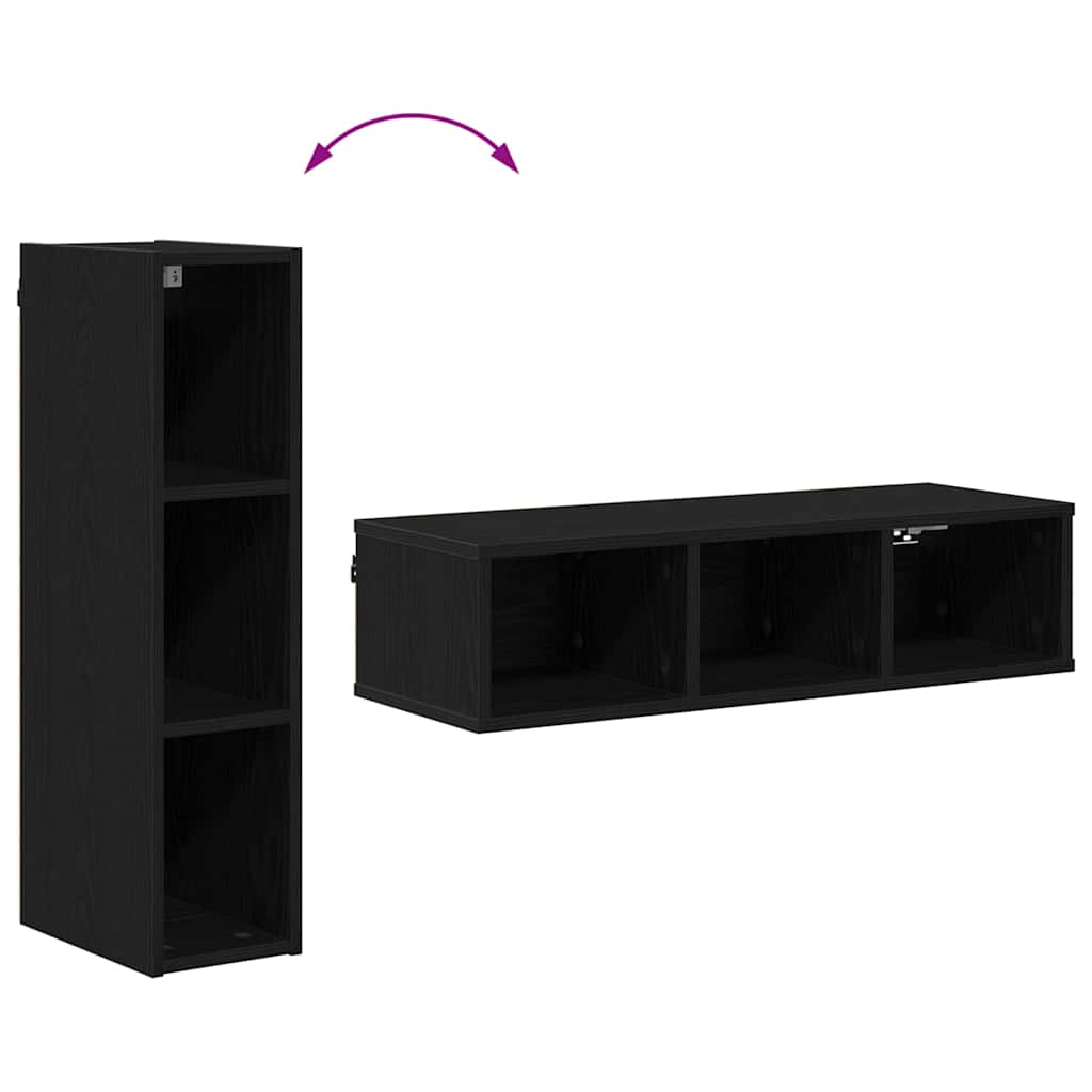Premium Hanging Cabinet with Shelf Riga Black Oak - Home Dacor - Black colour