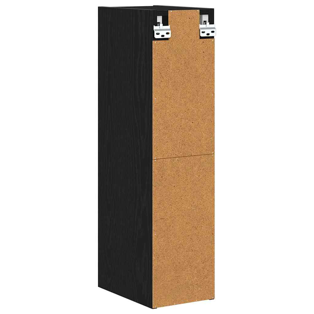 Premium Hanging Cabinet with Shelf Riga Black Oak - Home Dacor, Black colour