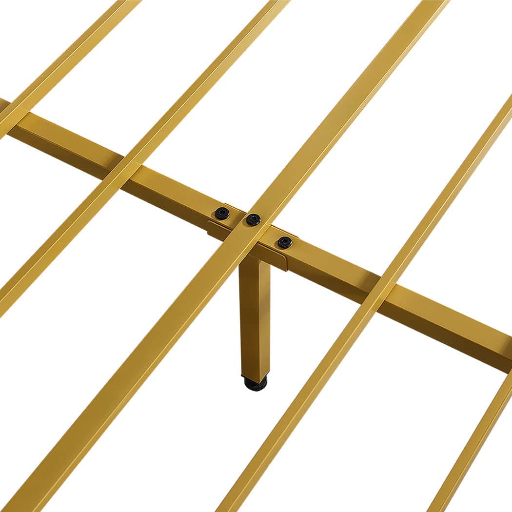 Premium Metal Bed Frame Under Bed Storage Double Beige  Durable Frame