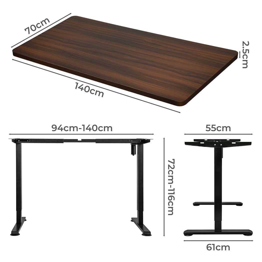 Premium Motorised Standing Desk Adjustable 140cm Walnut 1000x 1MM