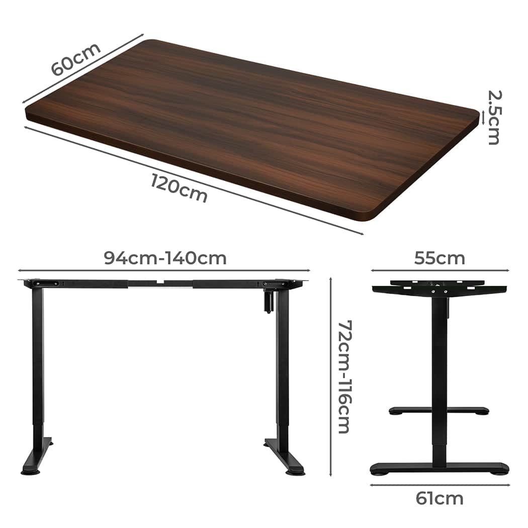 Premium Motorised Standing Desk Height 120cm Walnut 800x 1.5MM
