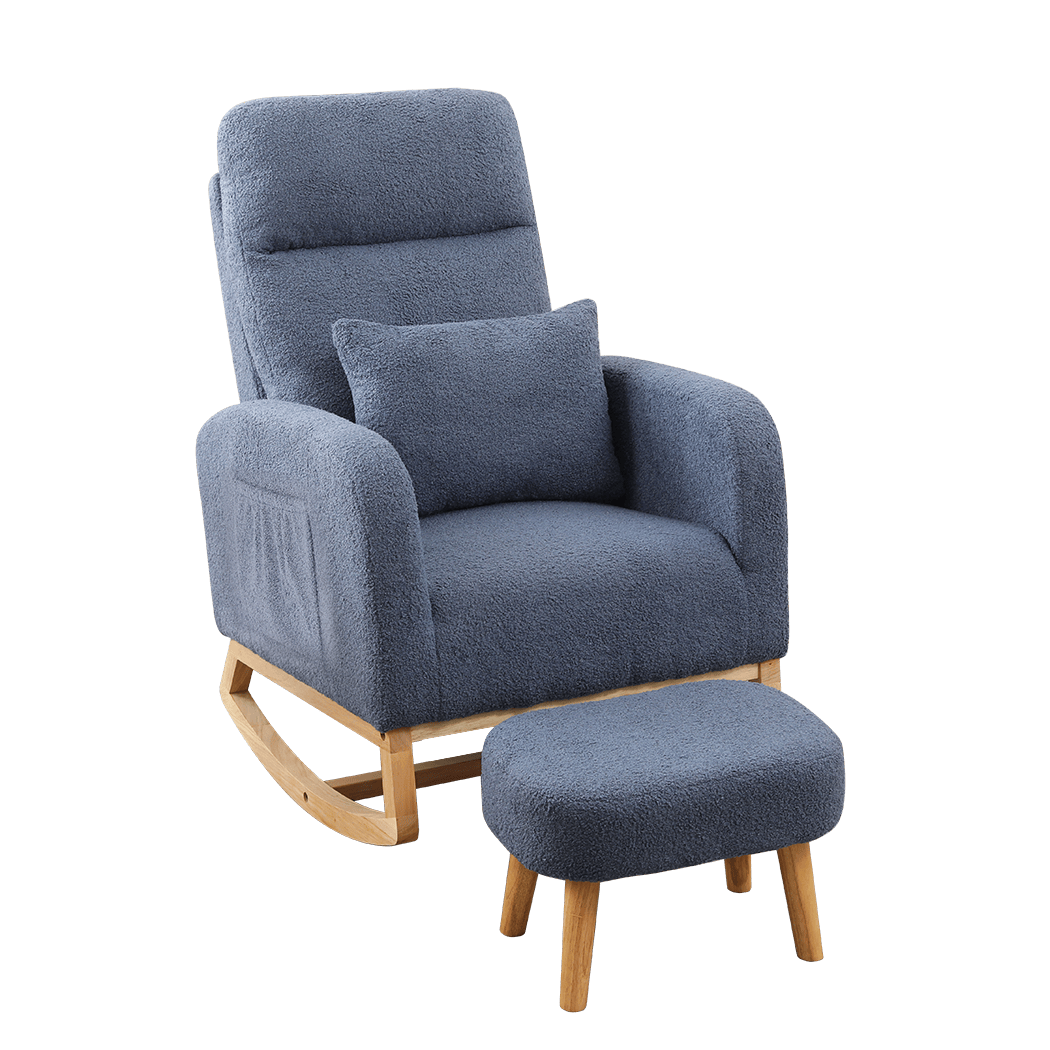 Premium Rocking Chair Ottoman Footrest With Side Pocket  Adjustable