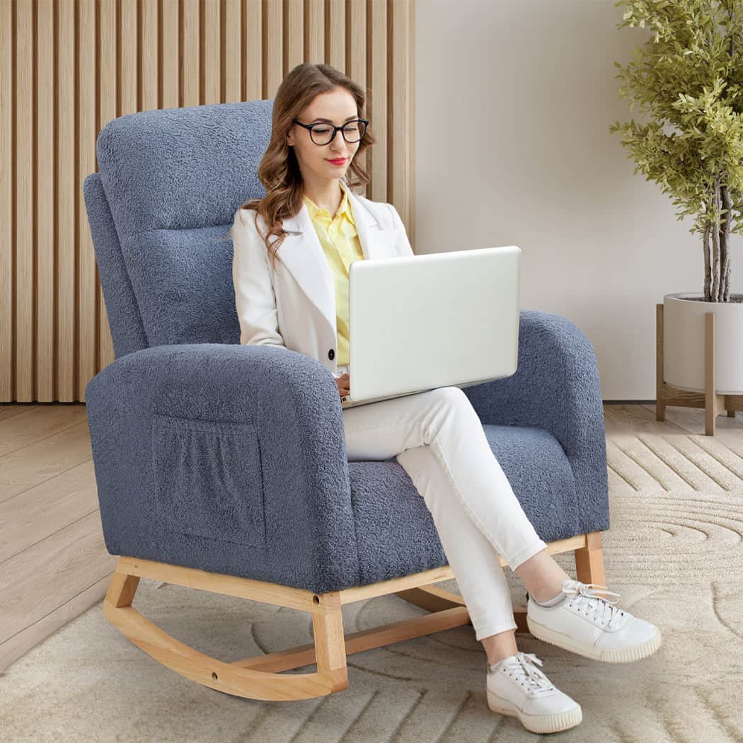 Premium Rocking Chair Ottoman Footrest With Side Pocket  Adjustable