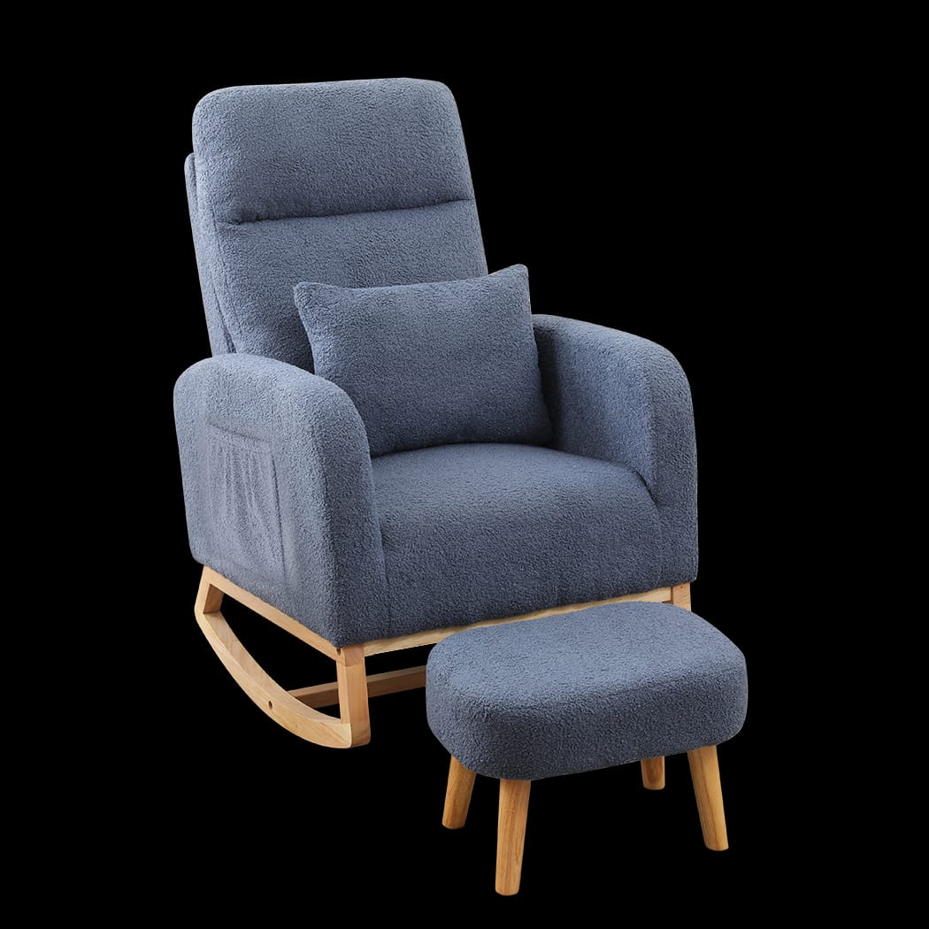 Premium Rocking Chair Ottoman Footrest With Side Pocket  Adjustable