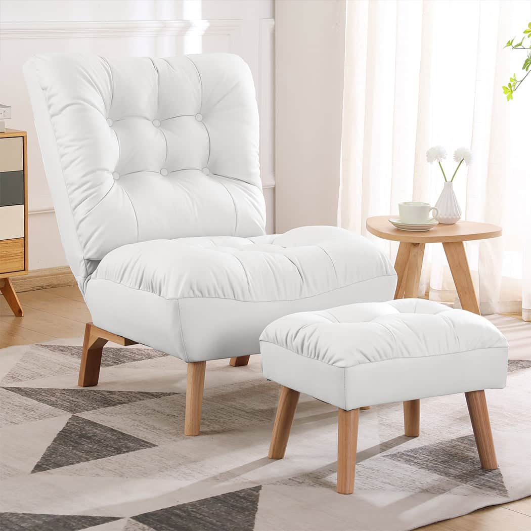 Premium Sofa Ottoman Set Accent Recliner  Scandi Inspired Design