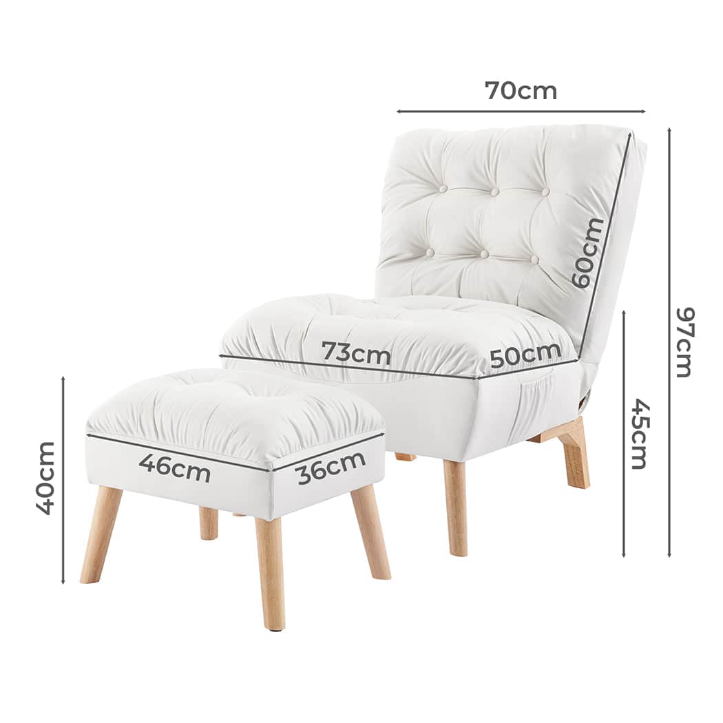 Premium Sofa Ottoman Set Accent Recliner  Scandi Inspired Design