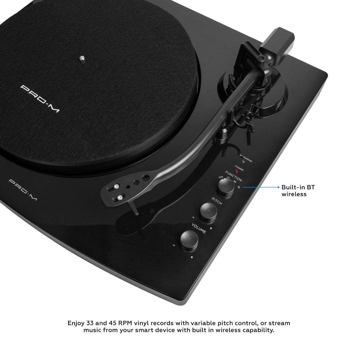 Pro-M Turntable with Bluetooth Speakers Black