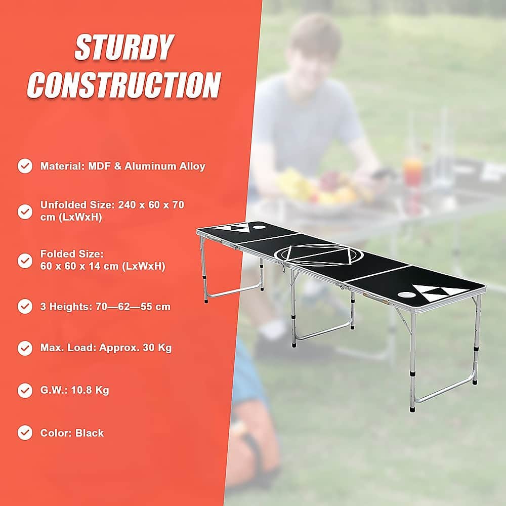 Professional 8Ft Beer Pong Table Drinking Game