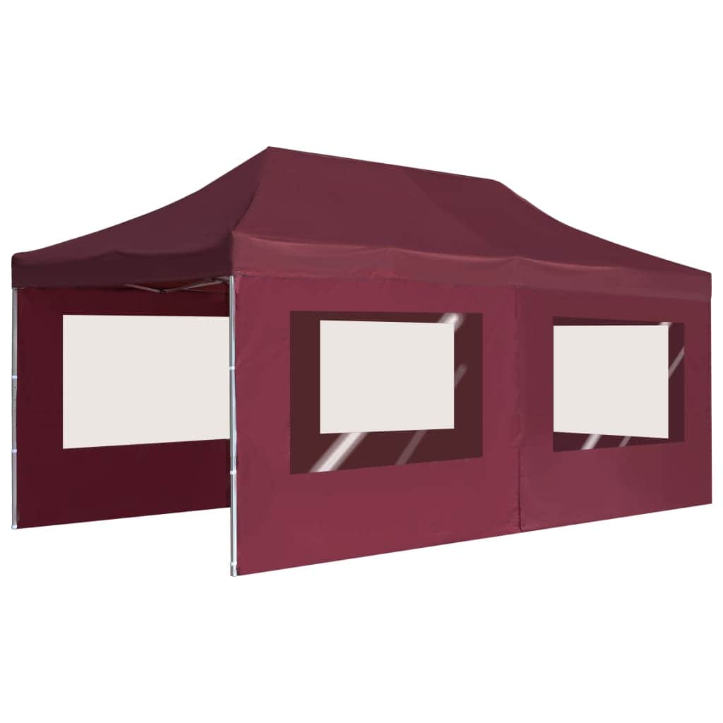 Professional Folding Party Tent with Walls Aluminium /Wine Red