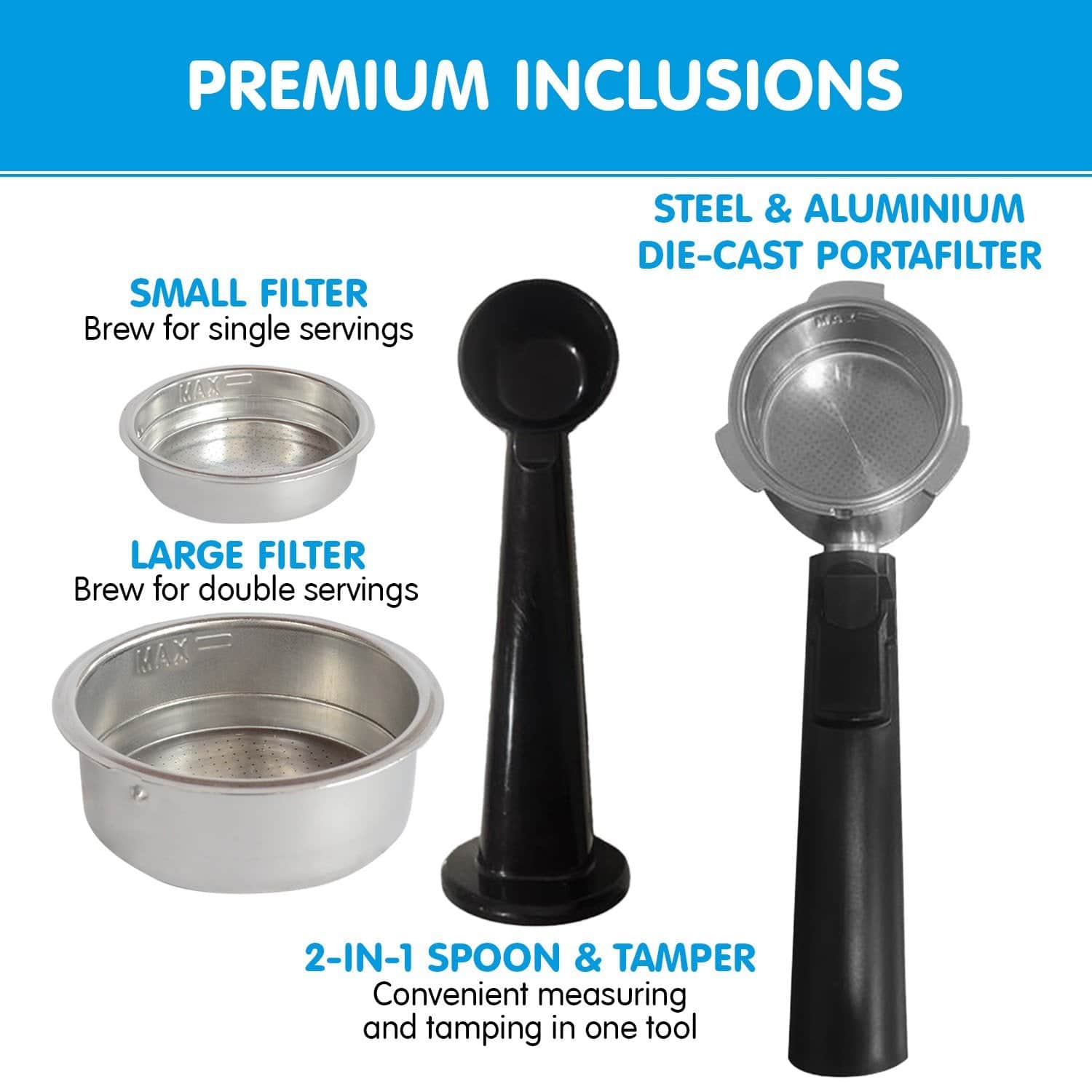 Pronti CM 850D Coffee Machine 20 Bar Espresso Maker with Milk Frother and 1.25L Tank