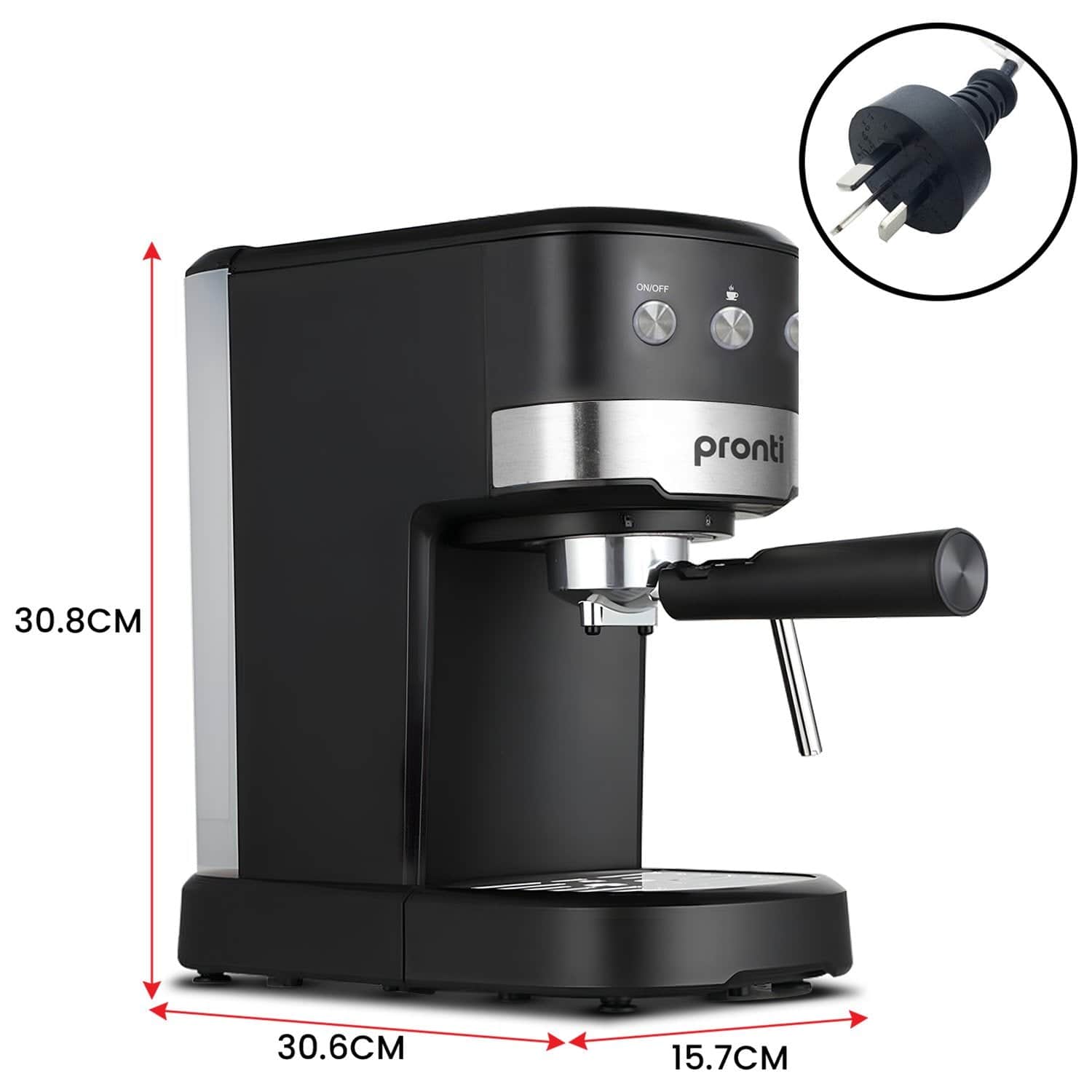 Pronti CM 850D Coffee Machine 20 Bar Espresso Maker with Milk Frother and 1.25L Tank