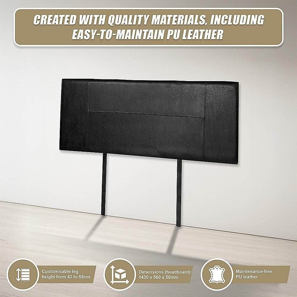 Pu Leather Double Bed Headboard Bedhead - Black