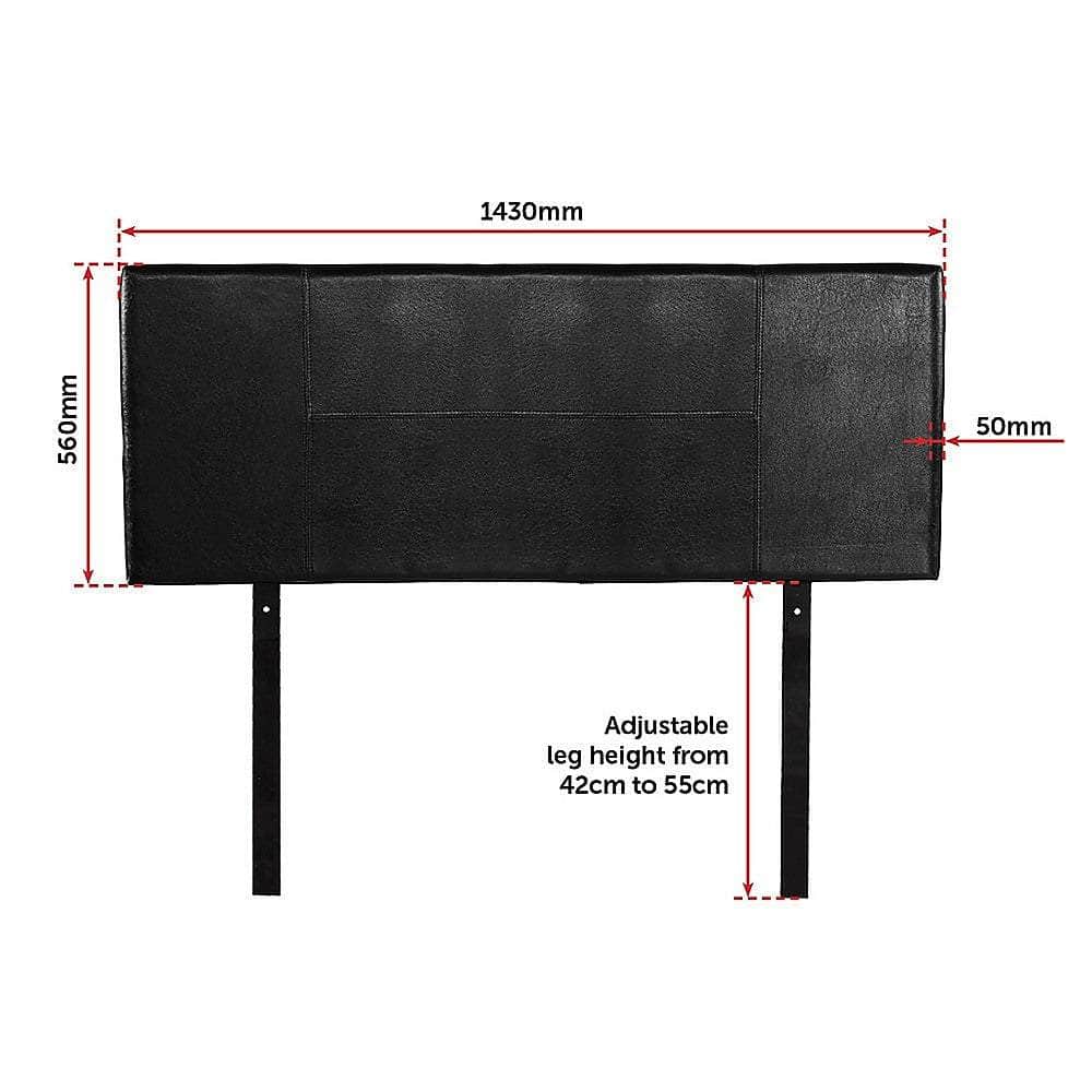Pu Leather Double Bed Headboard Bedhead - Black