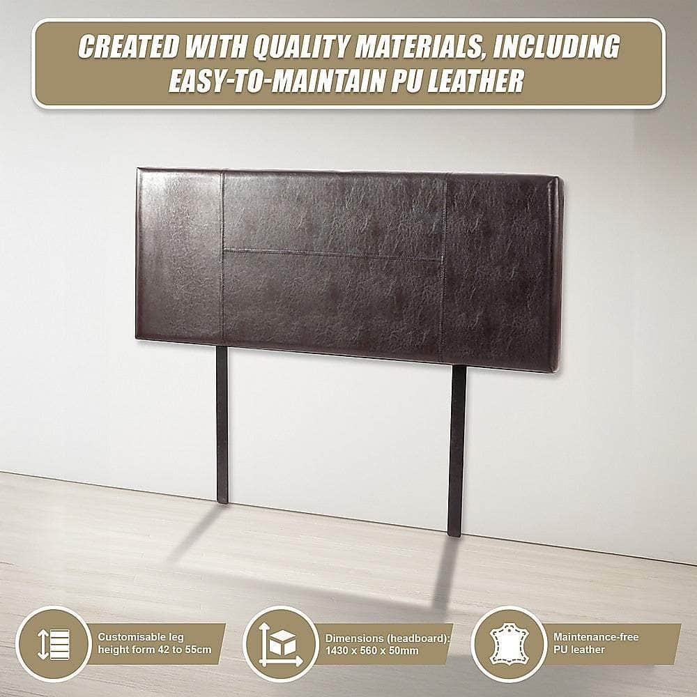 Pu Leather Double Bed Headboard Bedhead - Brown
