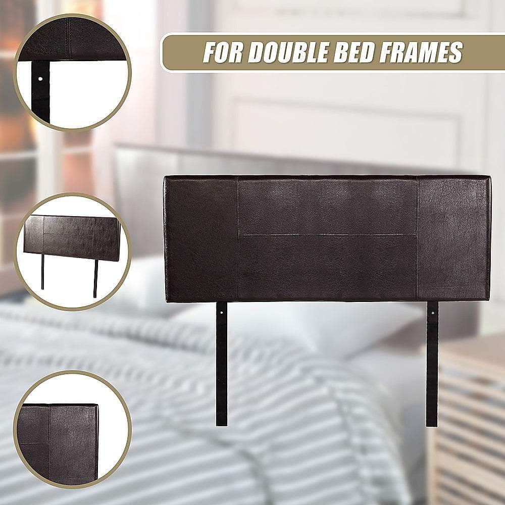 Pu Leather Double Bed Headboard Bedhead - Brown
