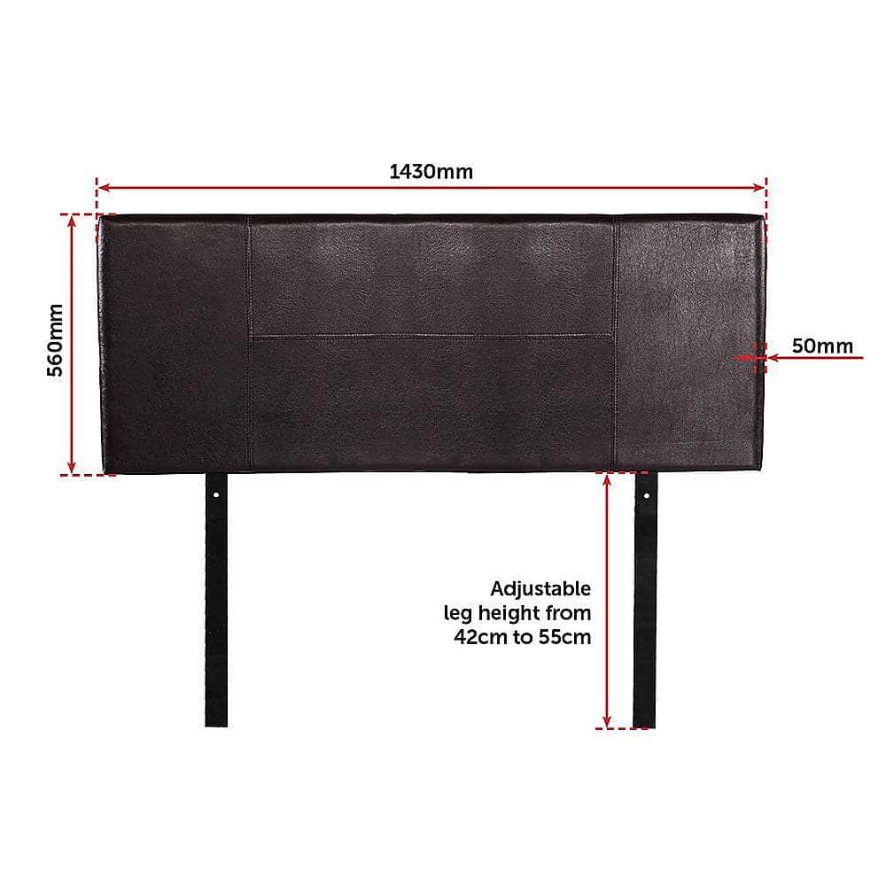 Pu Leather Double Bed Headboard Bedhead - Brown