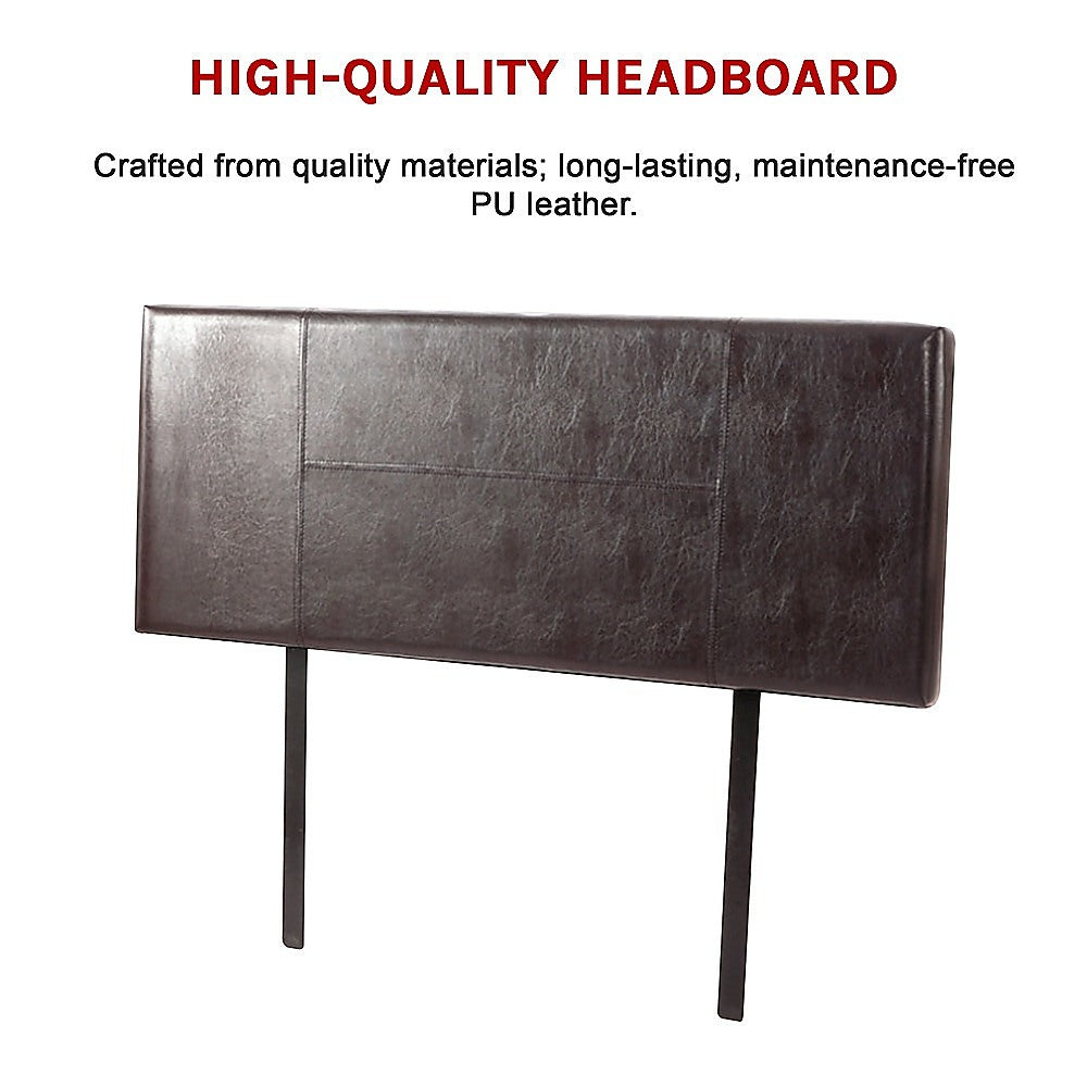 PU Leather Double Bed Headboard Bedhead - Brown