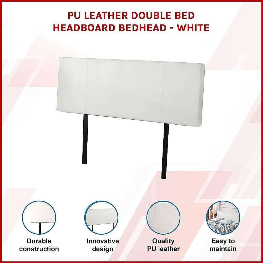 Pu Leather Double Bed Headboard Bedhead - White