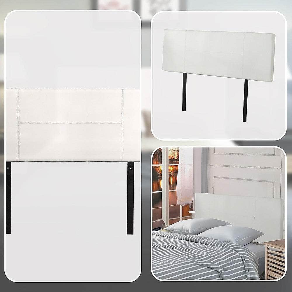 Pu Leather Double Bed Headboard Bedhead - White
