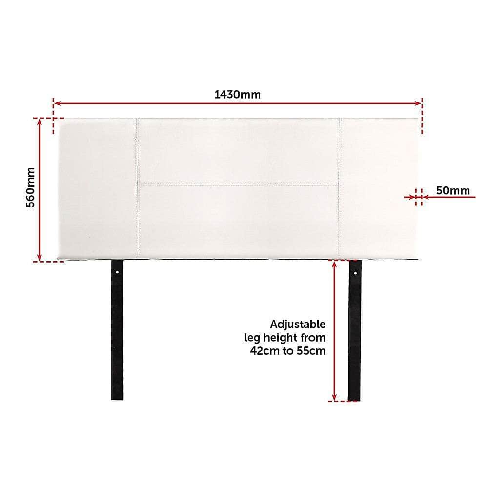 Pu Leather Double Bed Headboard Bedhead - White