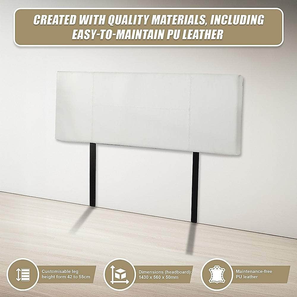Pu Leather Double Bed Headboard Bedhead - White