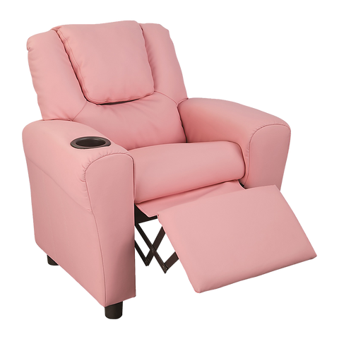 PU Leather Kids Recliner with Drink Holder