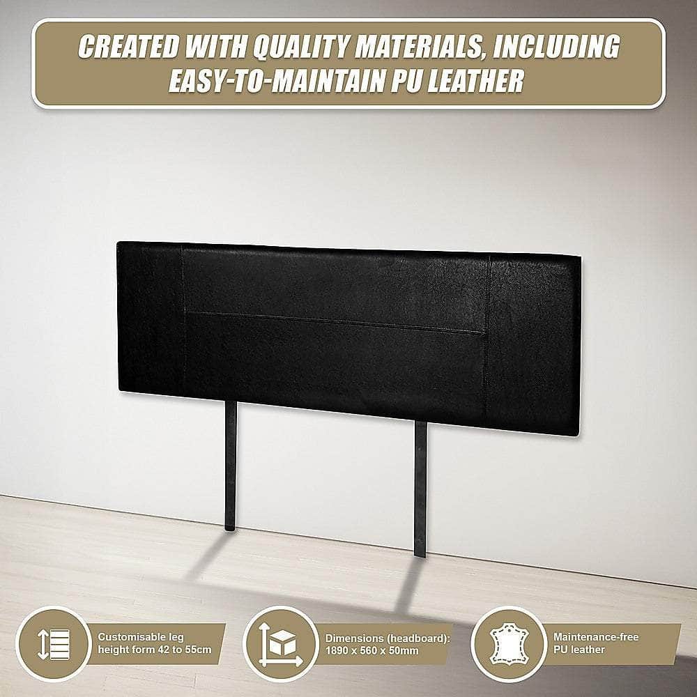 Pu Leather King Bed Headboard Bedhead - Black