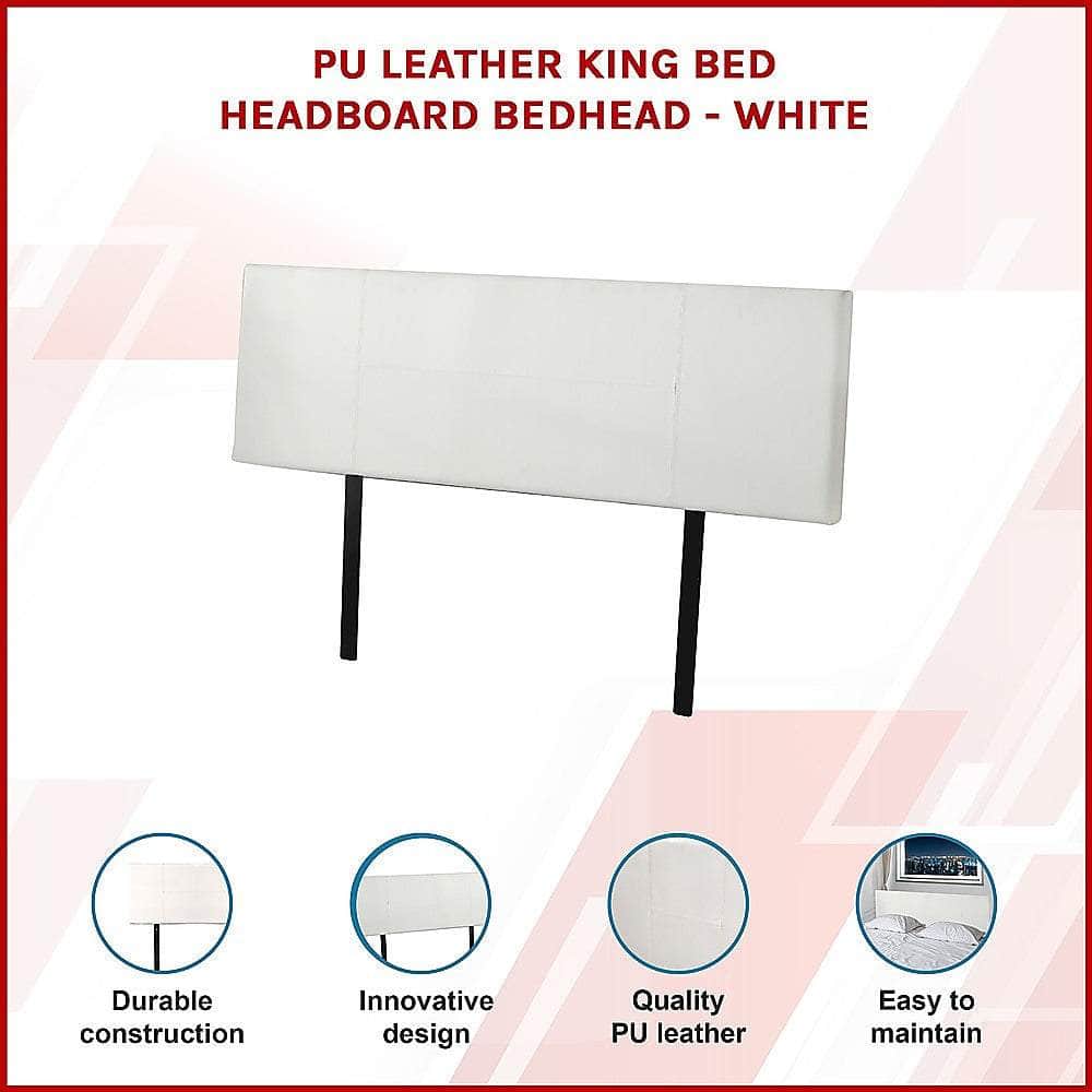 Pu Leather King Bed Headboard Bedhead - White