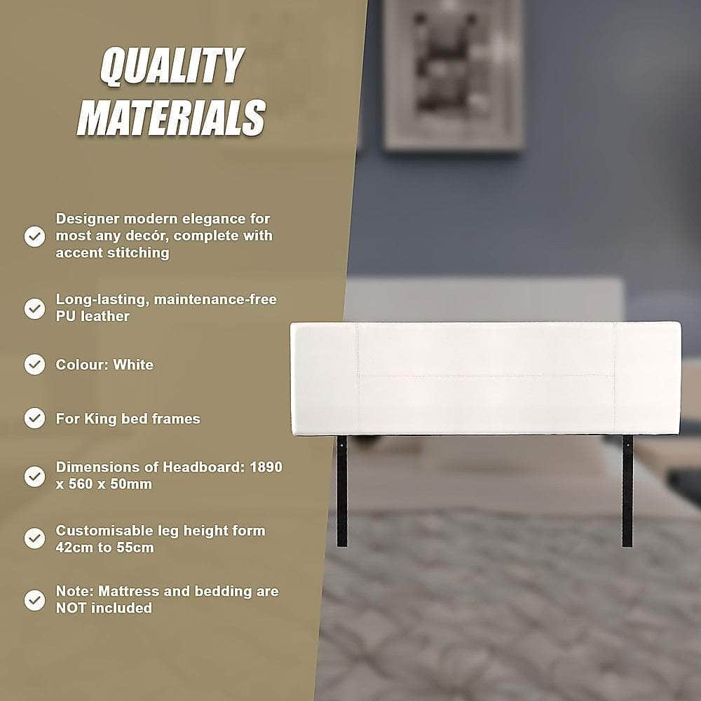 Pu Leather King Bed Headboard Bedhead - White