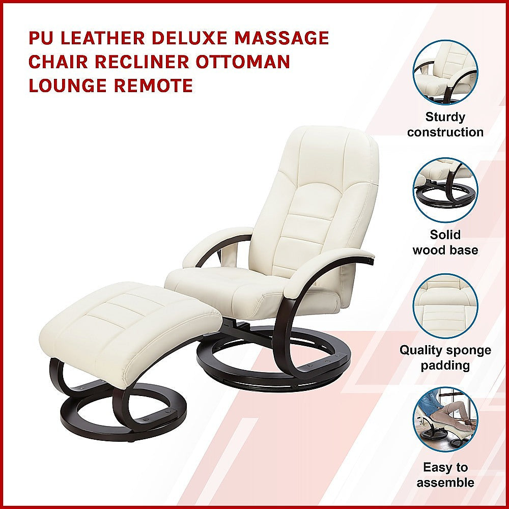 PU Leather Massage Chair Recliner Ottoman Lounge Remote