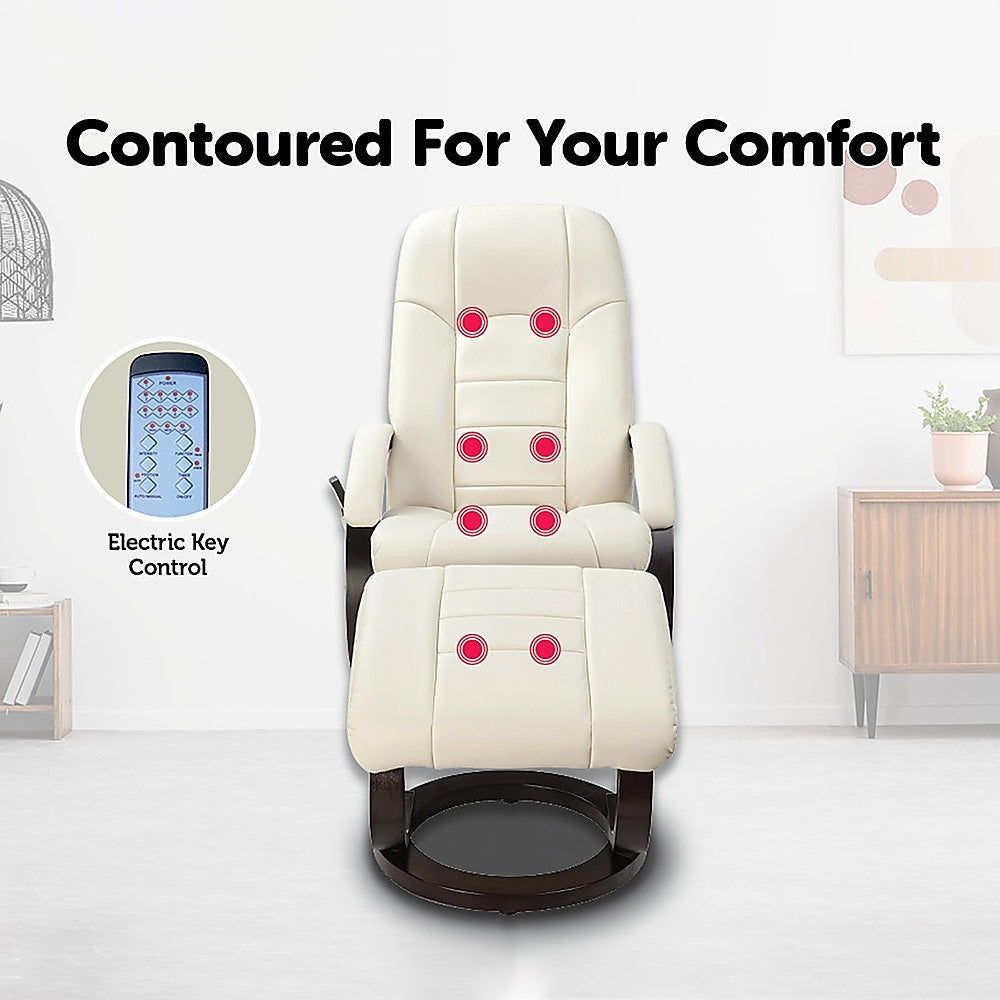 PU Leather Massage Chair Recliner Ottoman Lounge Remote