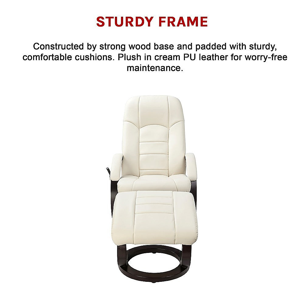PU Leather Massage Chair Recliner Ottoman Lounge Remote