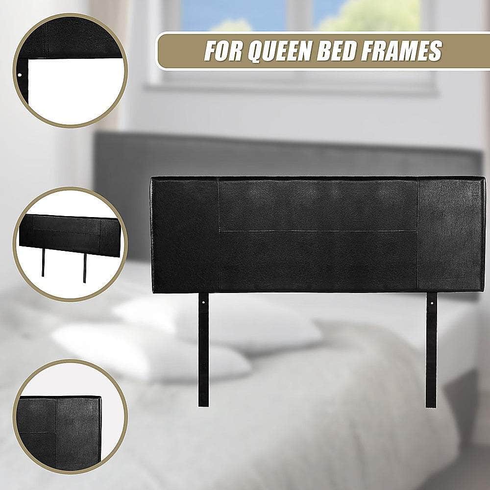 Pu Leather Queen Bed Headboard Bedhead - Black