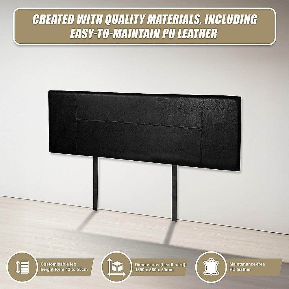 Pu Leather Queen Bed Headboard Bedhead - Black