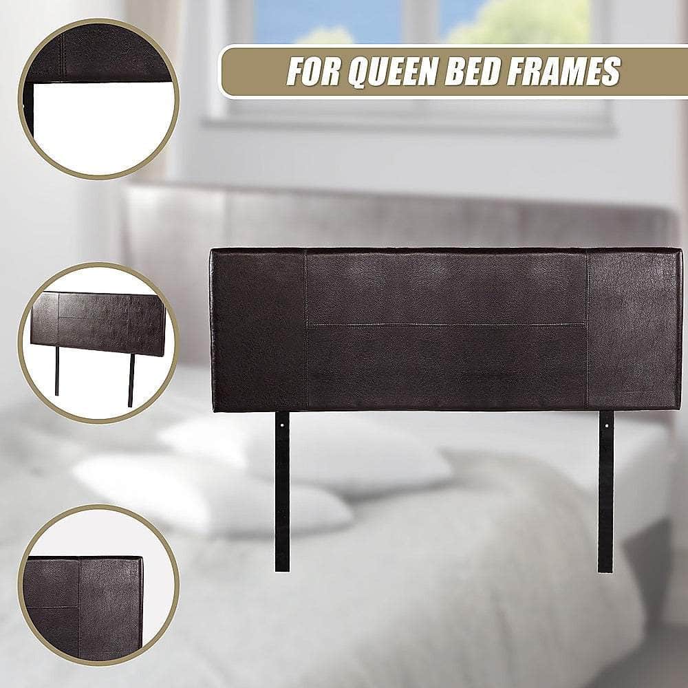 Pu Leather Queen Bed Headboard Bedhead - Brown