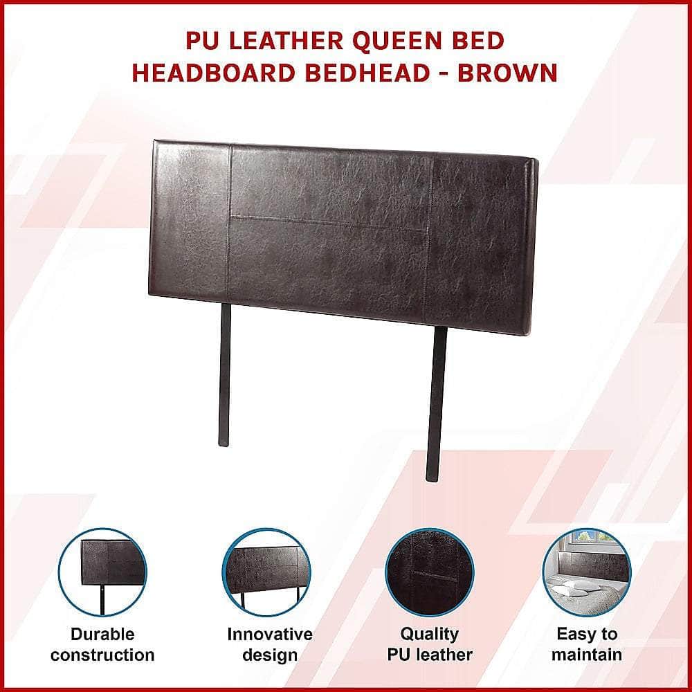 Pu Leather Queen Bed Headboard Bedhead - Brown